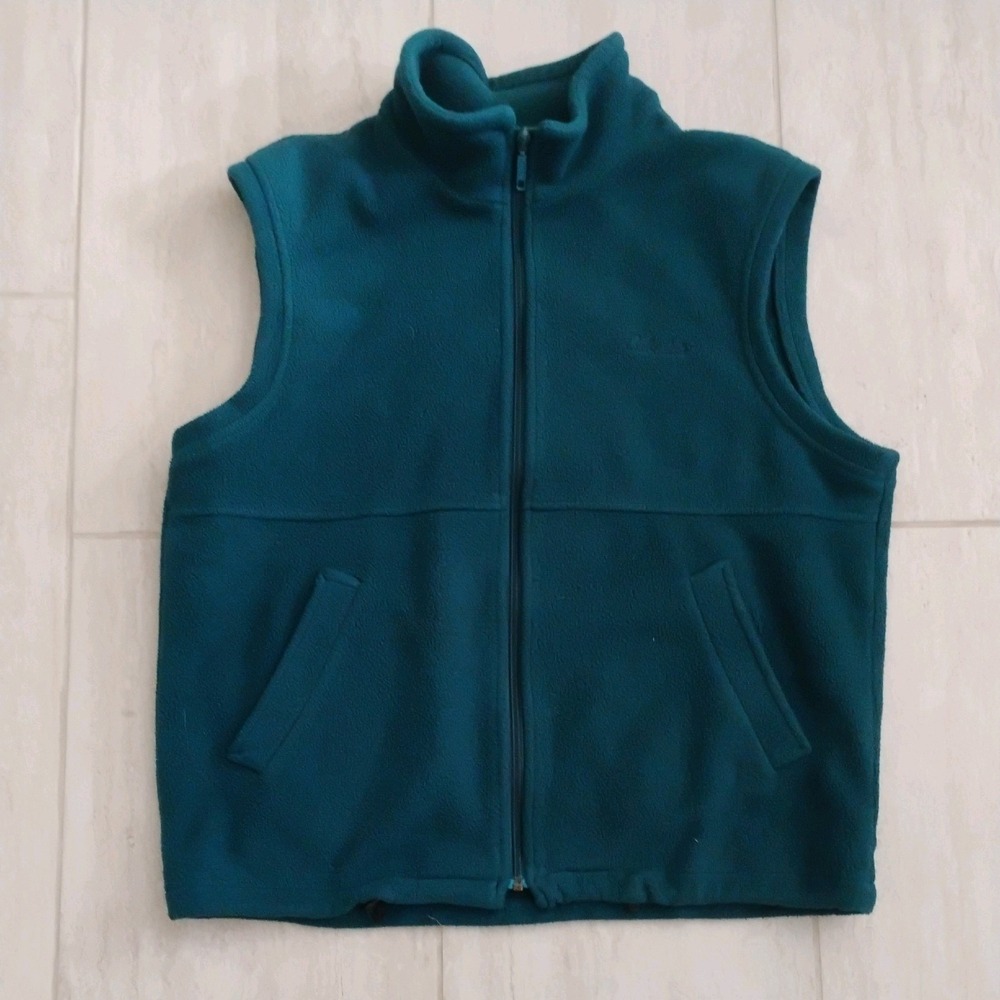 Cabela's Mens Large Teal Green Polartec Fleece Vest Full Zip Made in Canada